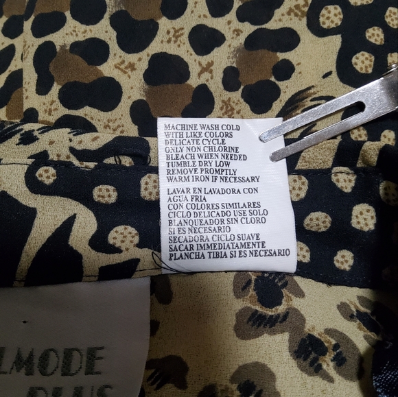 Halmode Plus Brown/Black/Beige Multi Colored Animal Print Short Sleeve Size 20W - Picture 9 of 9